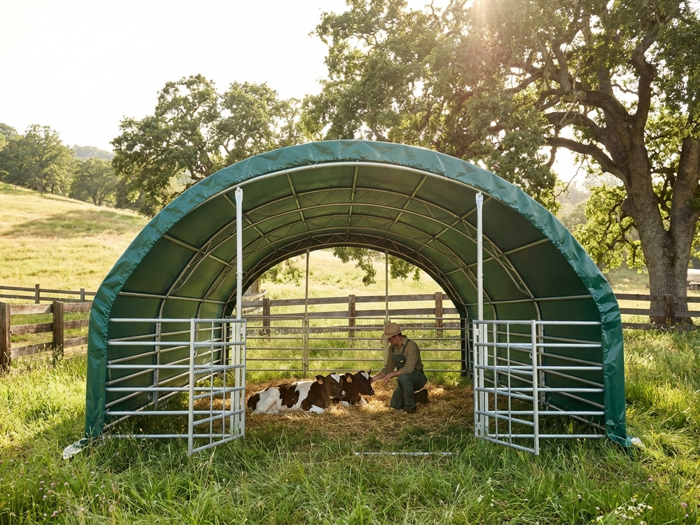 Livestock Shelter 6x6m Green PVC for outdoor use - view 3