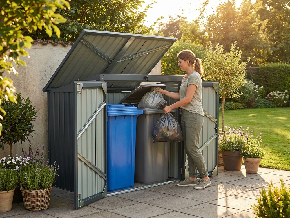Anthracite bin storage unit made of galvanised steel - product detail