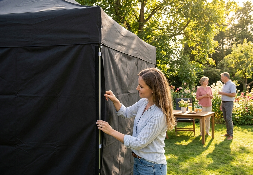 Black sidewall for FleXtents tent, 3m wide, polyester with PVC backing