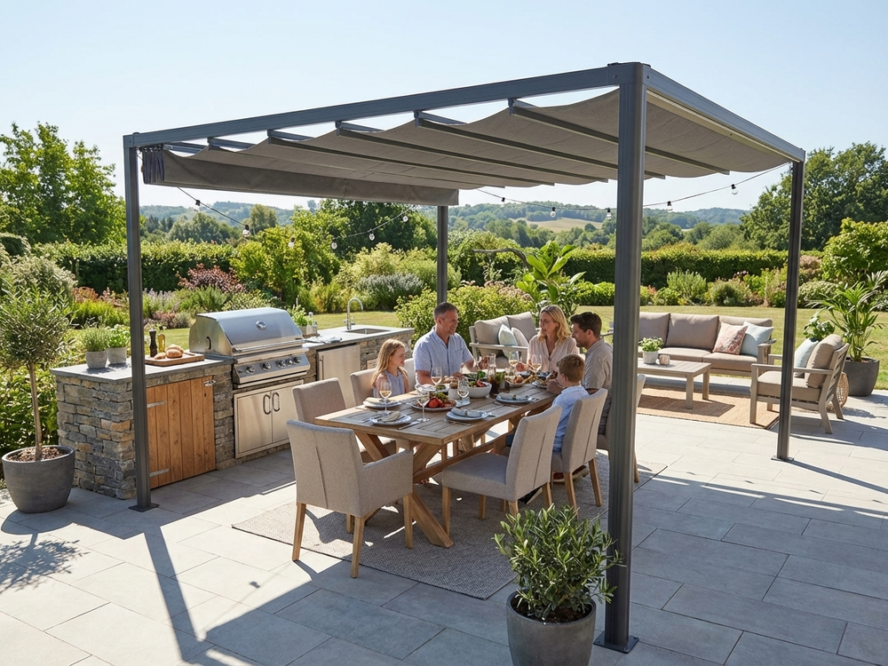 Pergola Gazebo 3x3 m in Black and Dark Grey for garden use - product detail