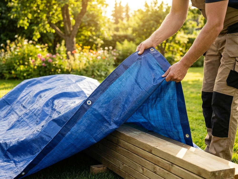 Blue 6x12 m PE Tarpaulin Waterproof Outdoor Cover