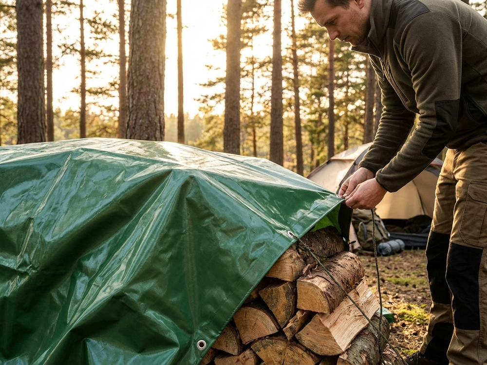 Green PVC tarpaulin 5x7 m for outdoor and industrial use - view 3