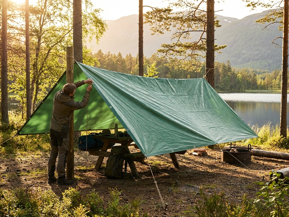 Green PVC tarpaulin 10x12 m flame retardant - view 3