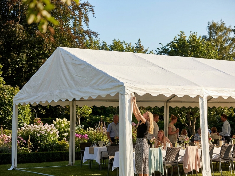 White PVC roof cover for 7x12m marquee, ideal for events