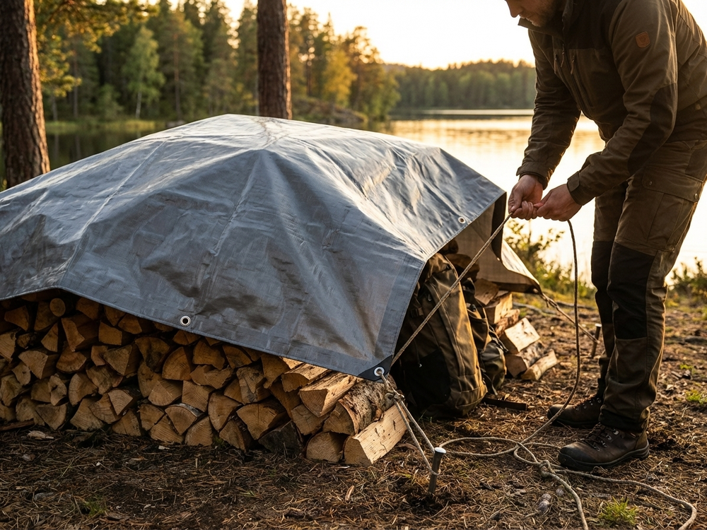 Grey PVC Tarpaulin 3x3 m for outdoor protection - view 3