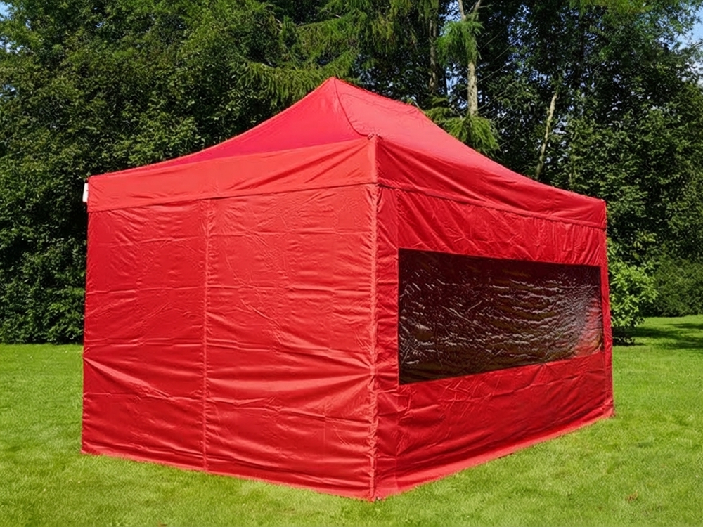Red pop-up gazebo with aluminium frame for outdoor events