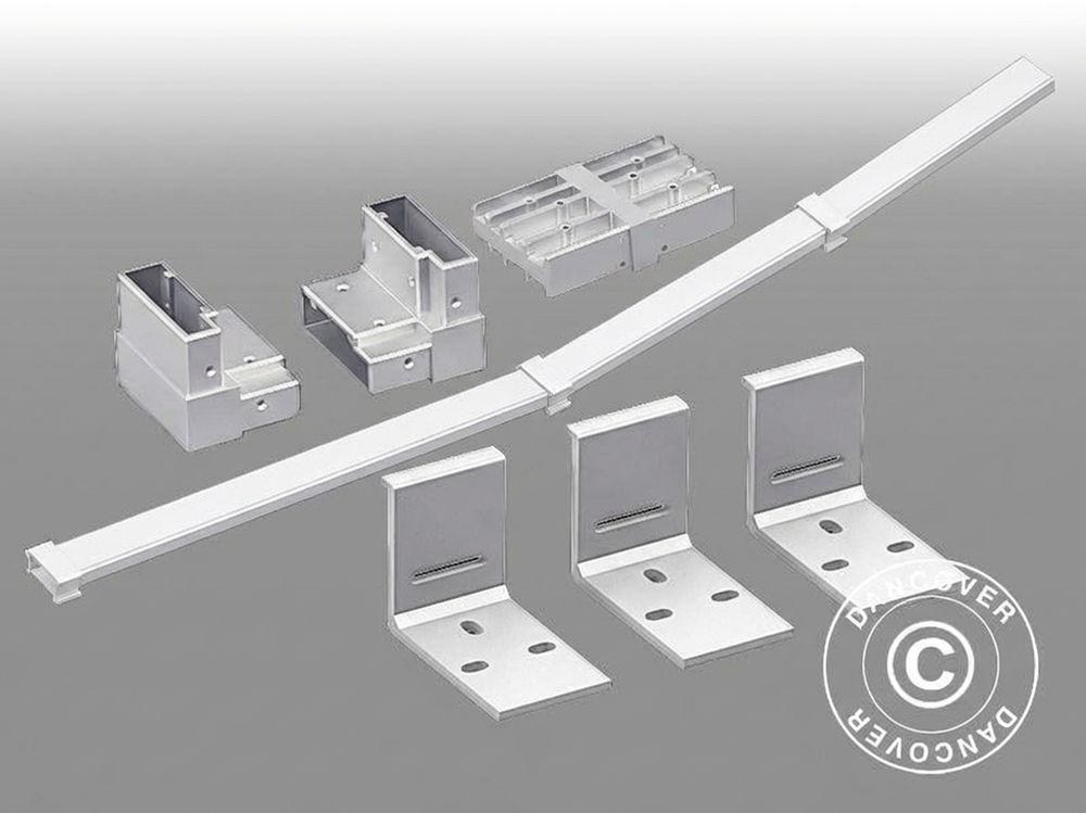 White wall bracket for gazebo support, powder coated aluminium