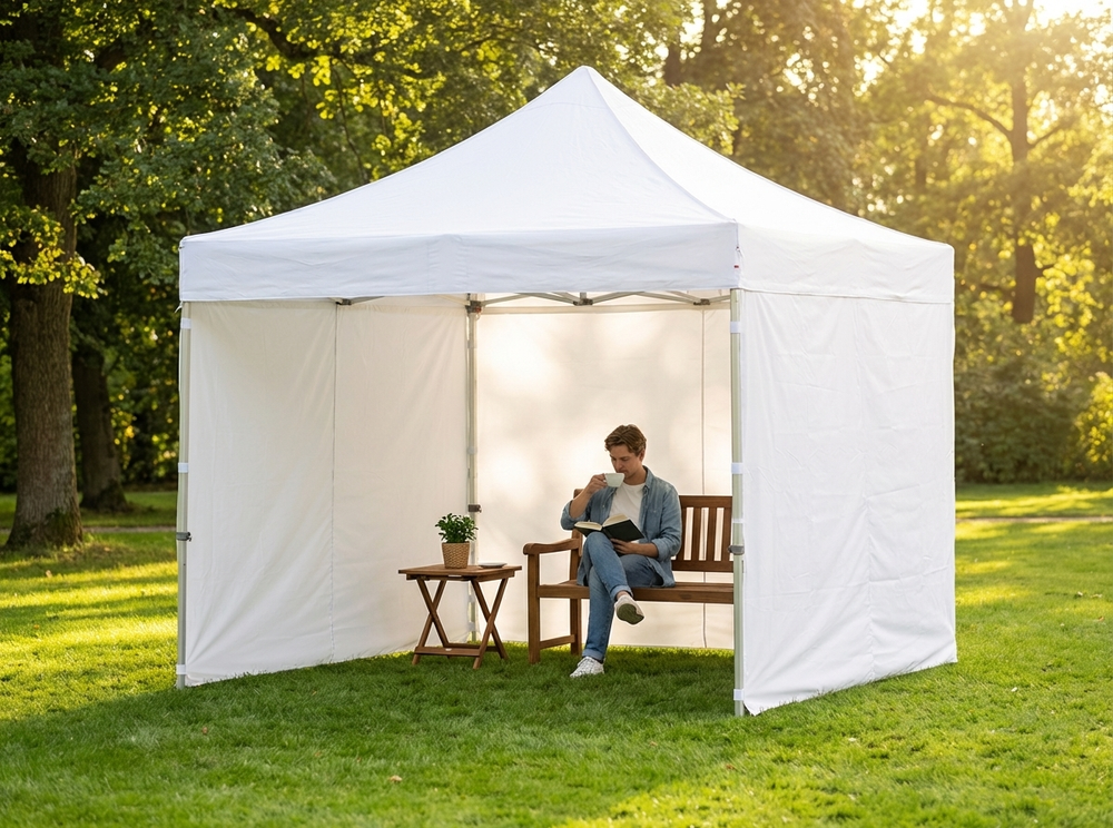 White pop-up gazebo 3x3m, flame retardant for exhibitions - view 3