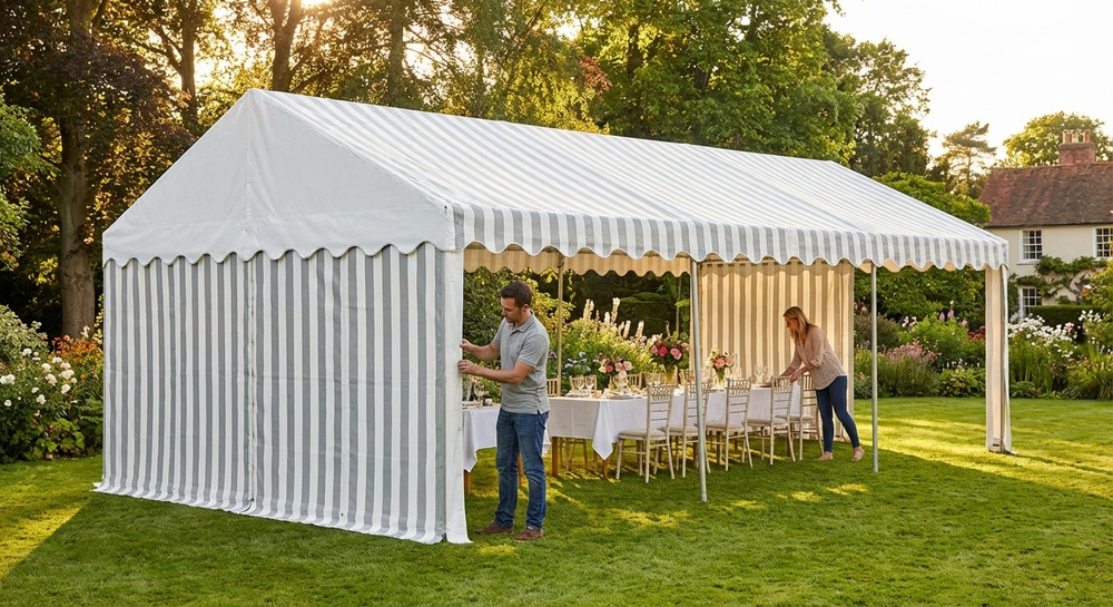 White and Grey PVC Marquee Roof Cover 5x12m - product detail