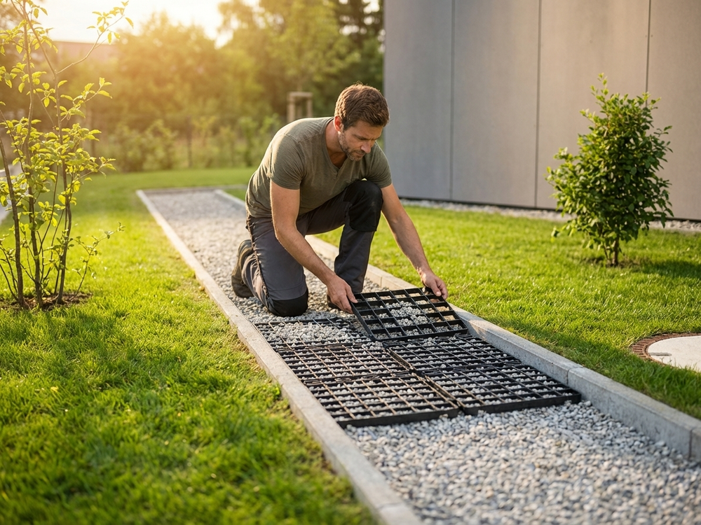 Grass reinforcement grid in anthracite, 1m² coverage