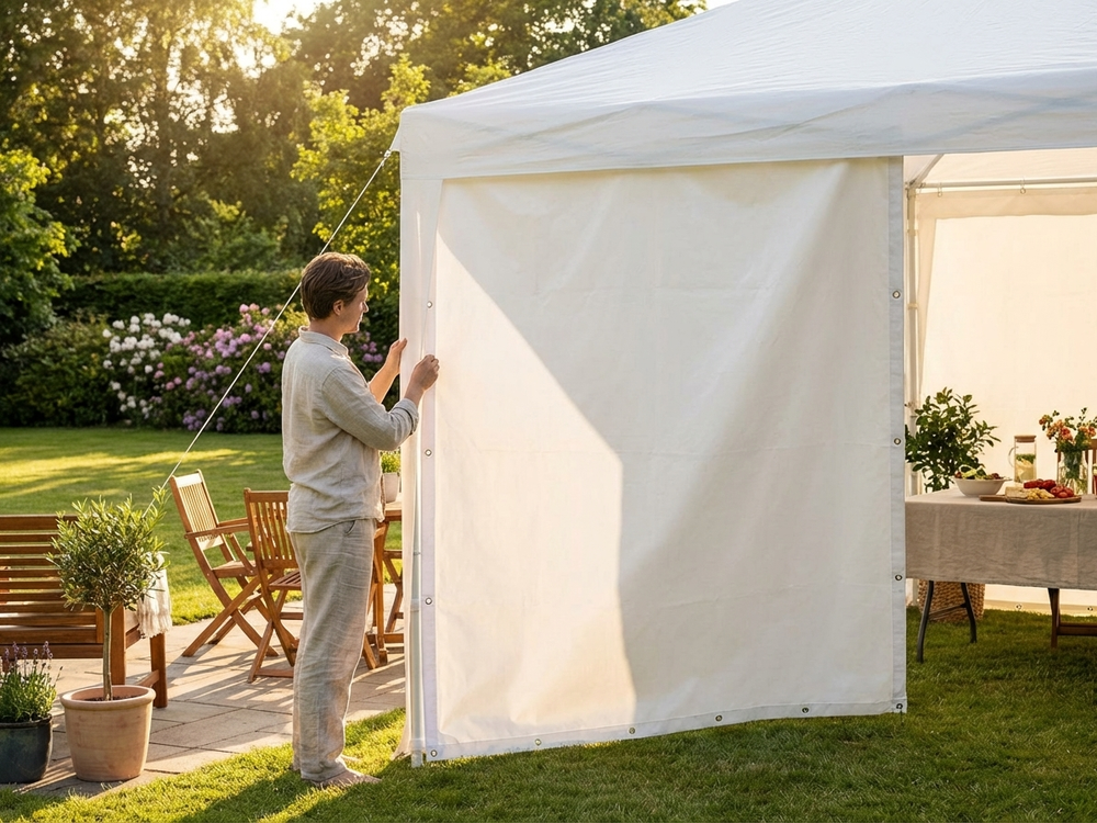 White PVC endwall 3x3m for outdoor events, UV-resistant and waterproof - view 3