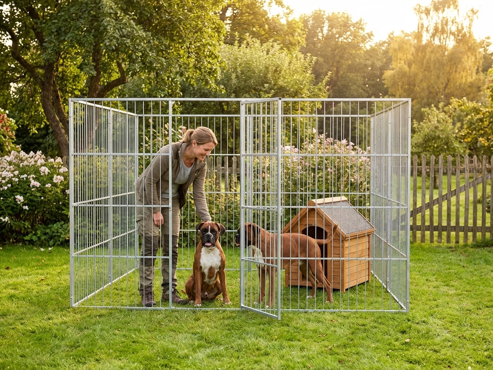 Steel dog run kennel 2.4x2.4m aluminium outdoor