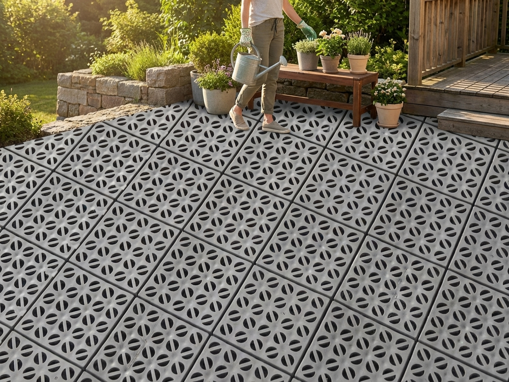 Grey plastic flooring made from high-quality polyethylene - product detail