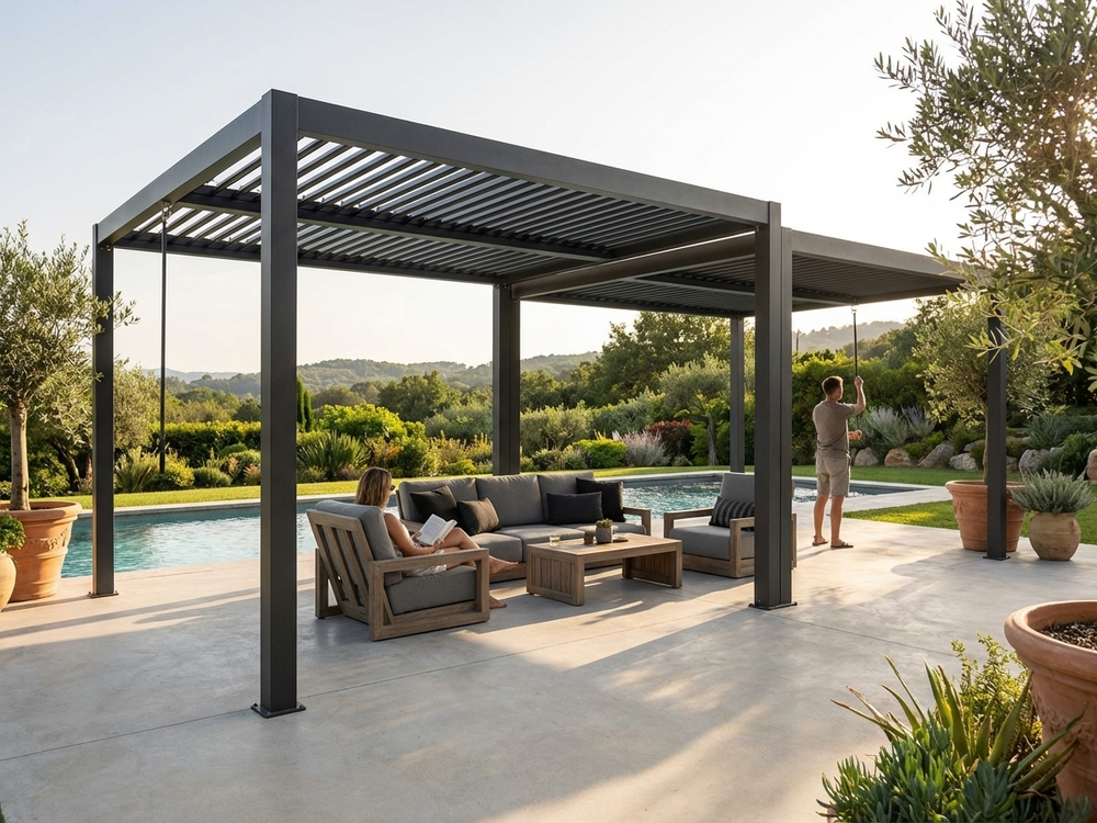 Aluminium Pergola Gazebo in Black for Outdoor Use - product detail