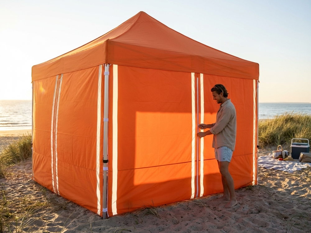 Pop up gazebo sidewall in orange, 3x3 m size - product detail