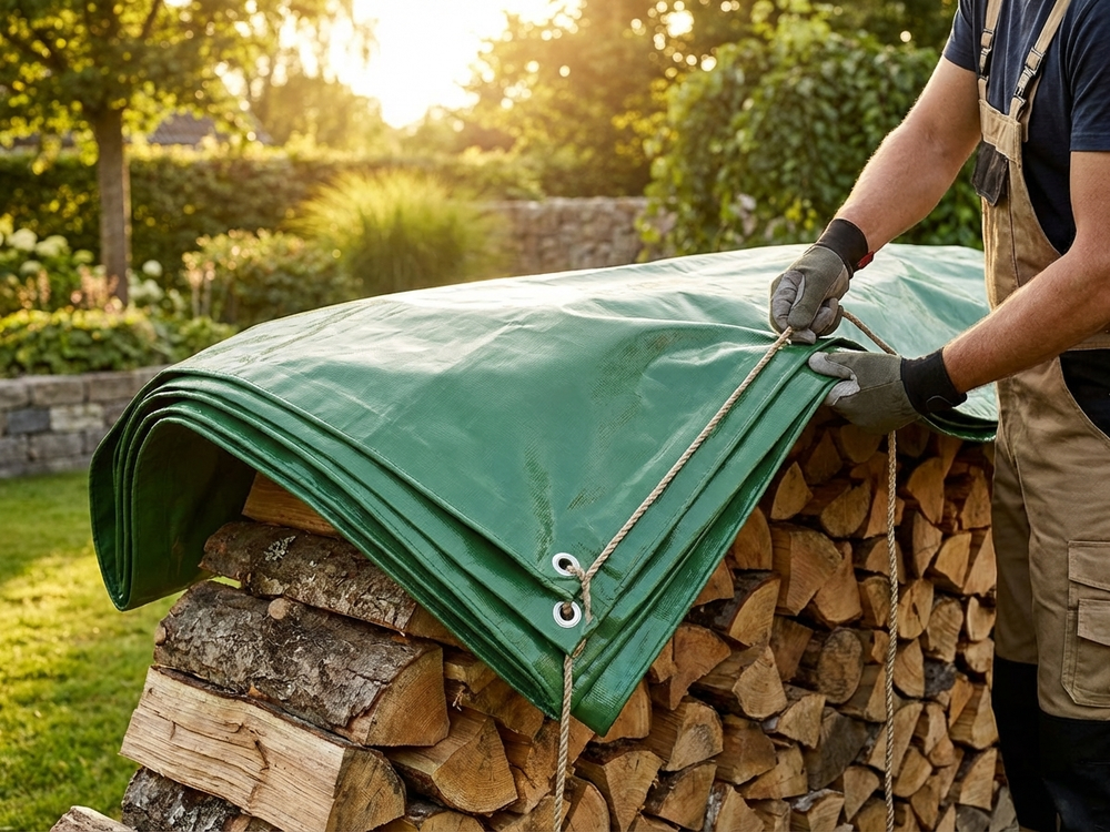 Green PVC Tarpaulin 4x6 m, flame retardant, waterproof - view 3