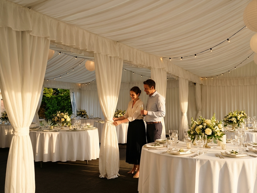 White marquee lining and curtain pack for 5x8 m marquees - view 3