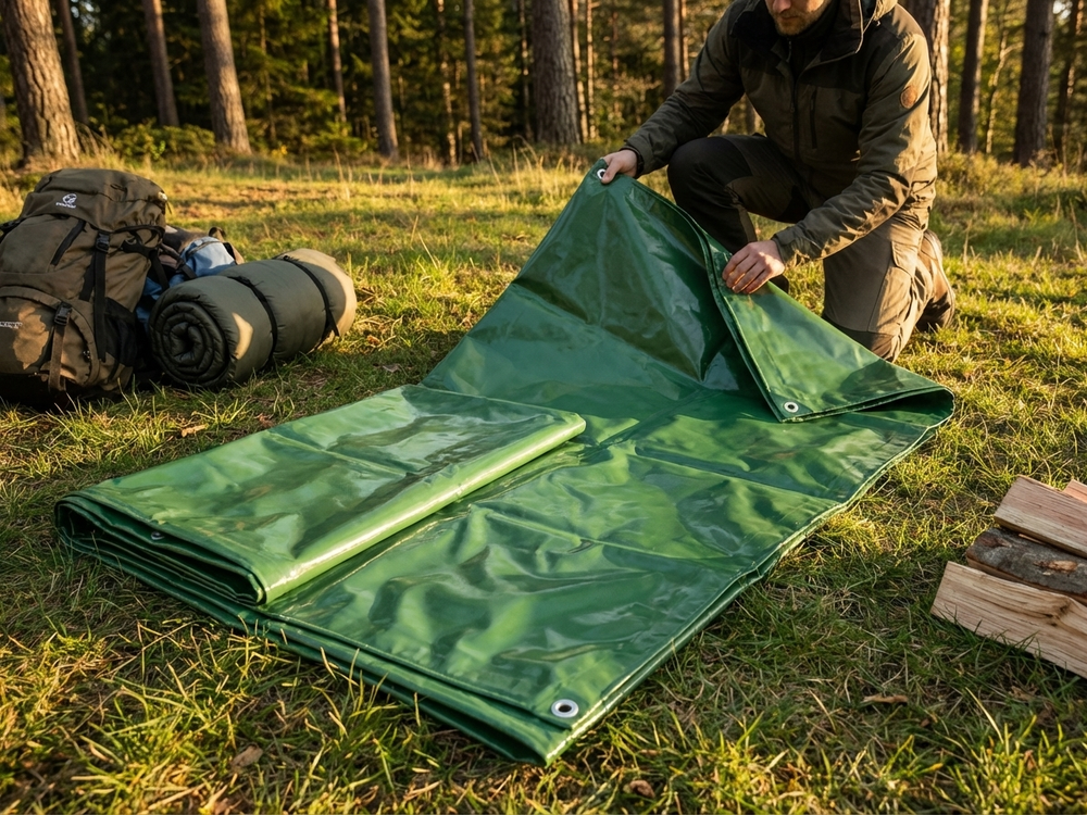 Green PVC Tarpaulin 8x10 m, Flame Retardant - product detail