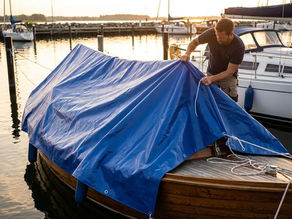 Blue PVC tarpaulin 10x12 m for outdoor protection