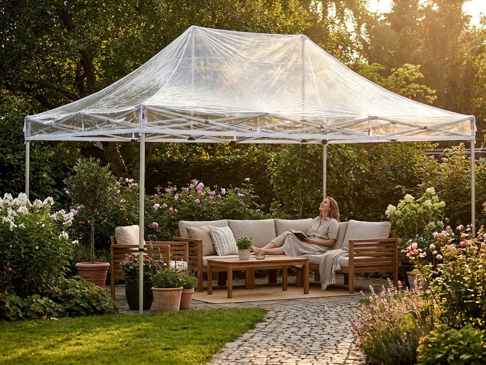 Clear PVC roof cover for gazebo, 4x6 meters, waterproof
