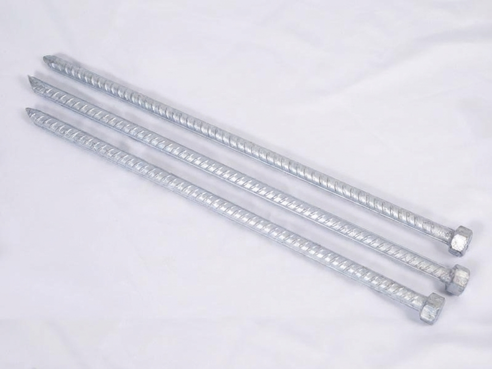 Galvanised steel storm pegs, 100 cm length, silver colour, for outdoor anchoring - product detail