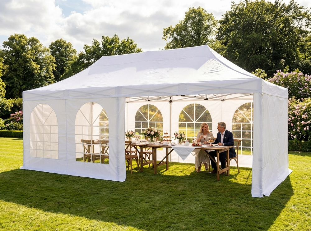 White pop-up gazebo 4x8m with aluminium frame for outdoor events - view 3