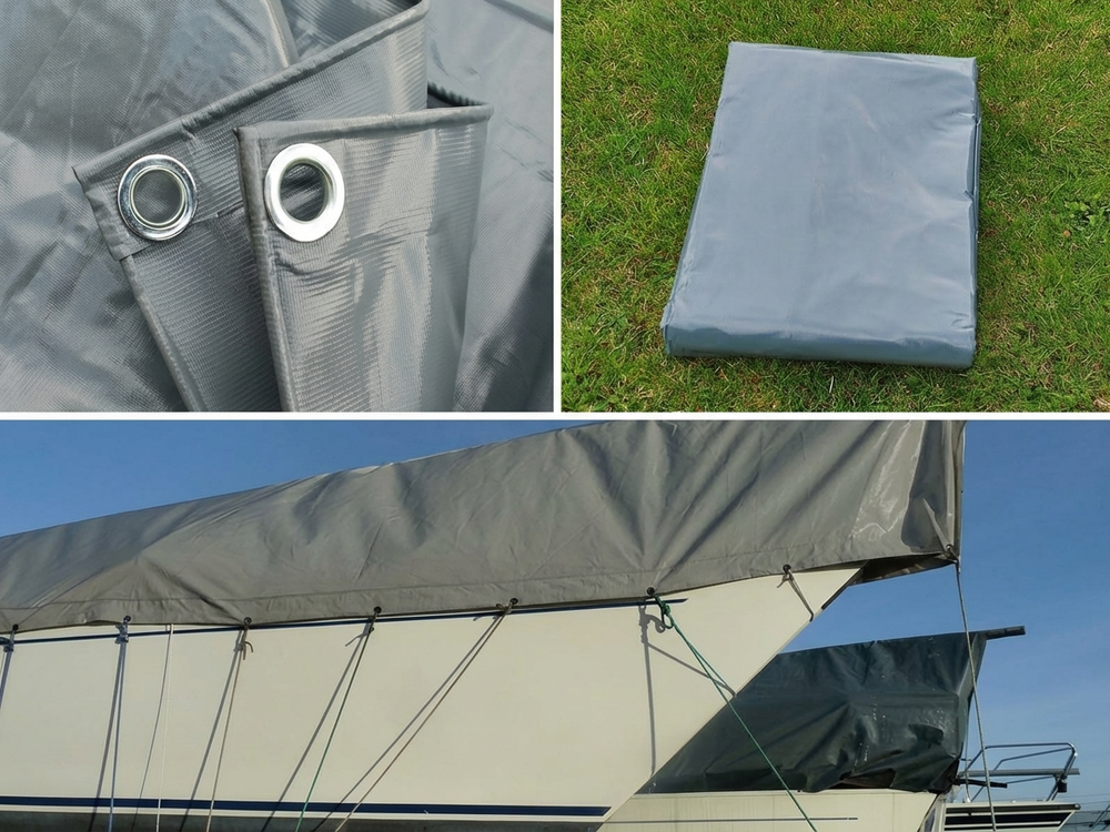 PVC tarpaulin in grey, 8x10 m, flame retardant for industrial use - product detail