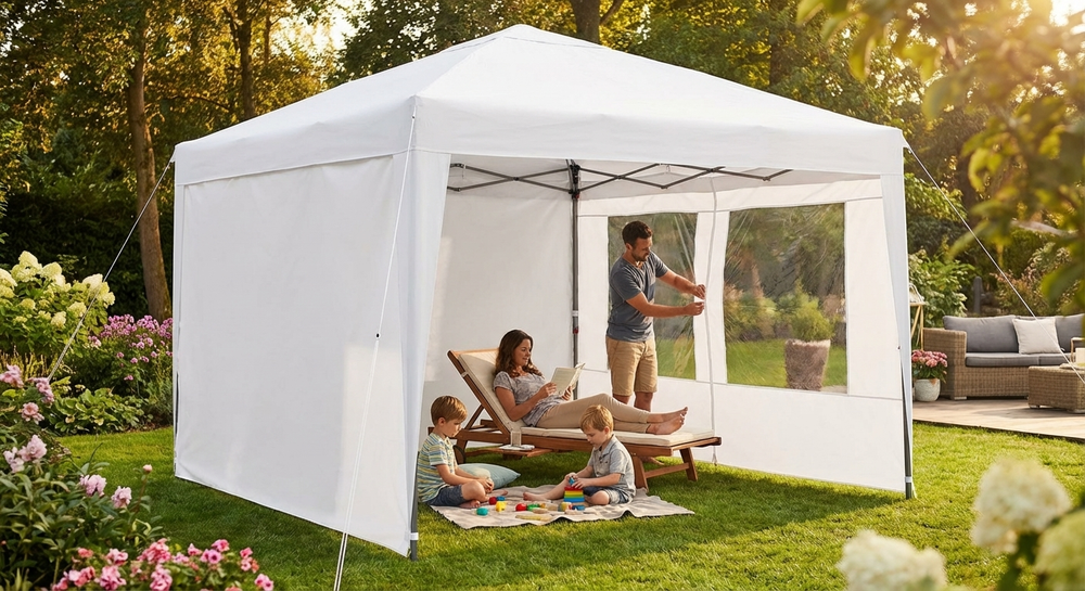 White gazebo sidewall kit 3x3m for outdoor events - view 3