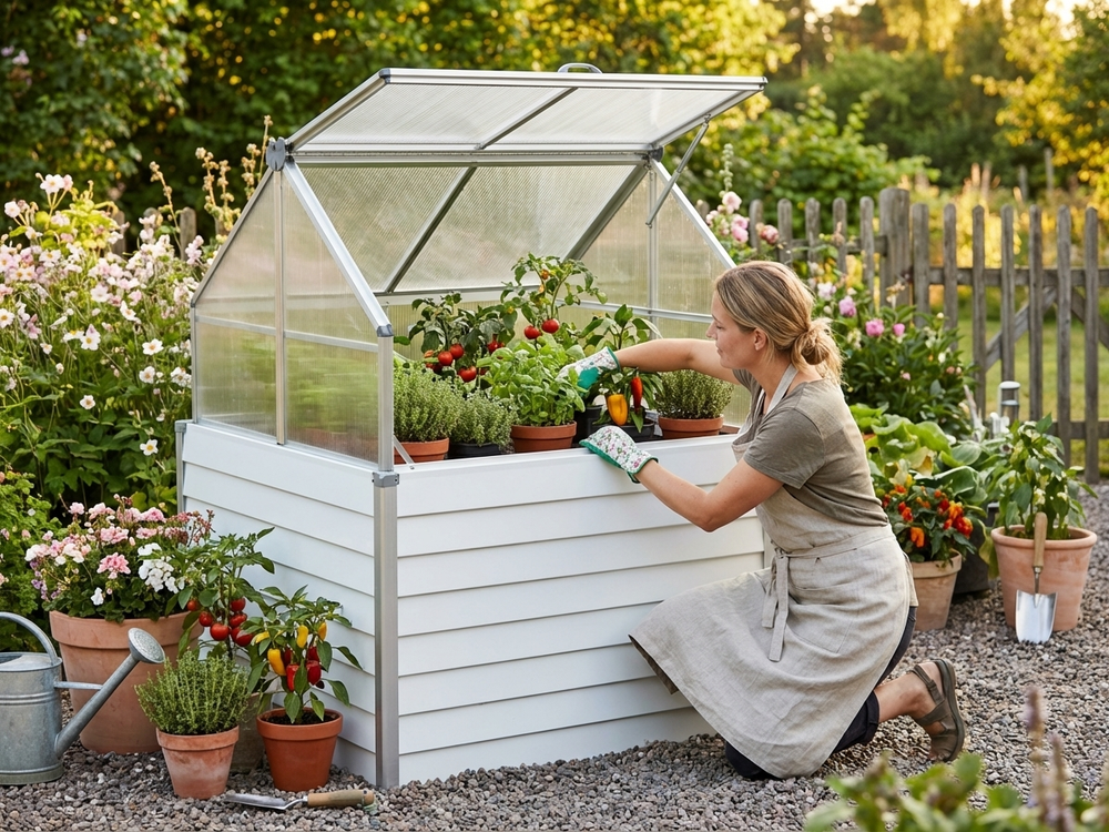 Mini Greenhouse 1.2x1.2 m White with Polycarbonate Panels - view 3
