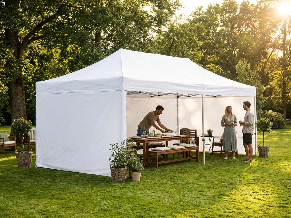 Pop Up Gazebo 4x8m White with Aluminium Frame - view 3