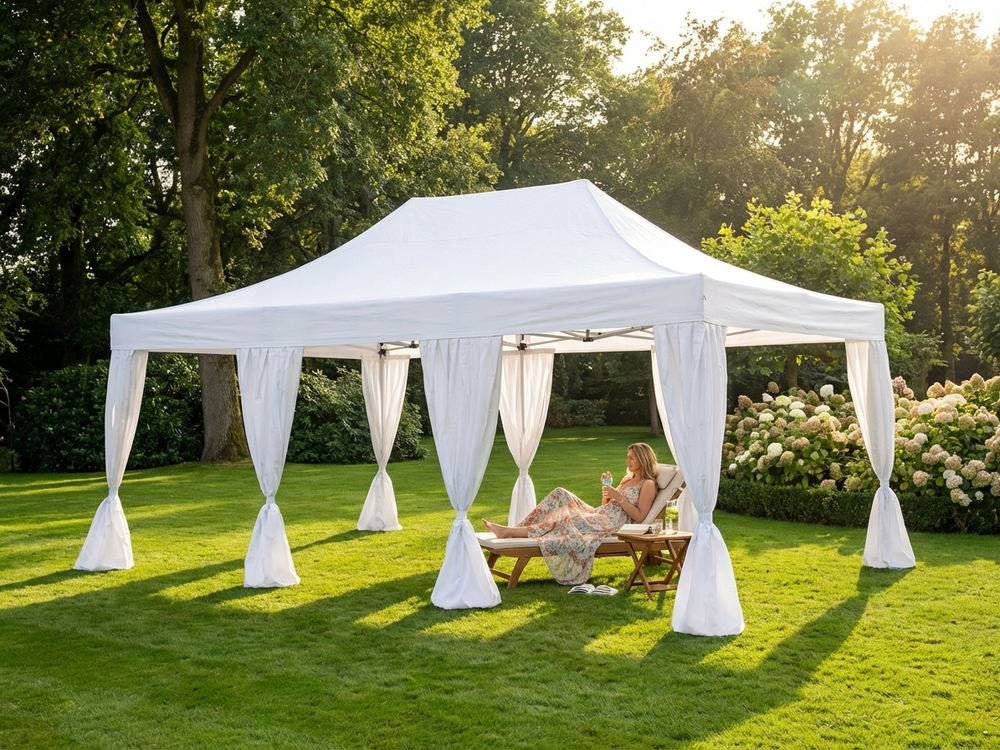 Pop up gazebo 4x6m white steel frame outdoor events - view 3
