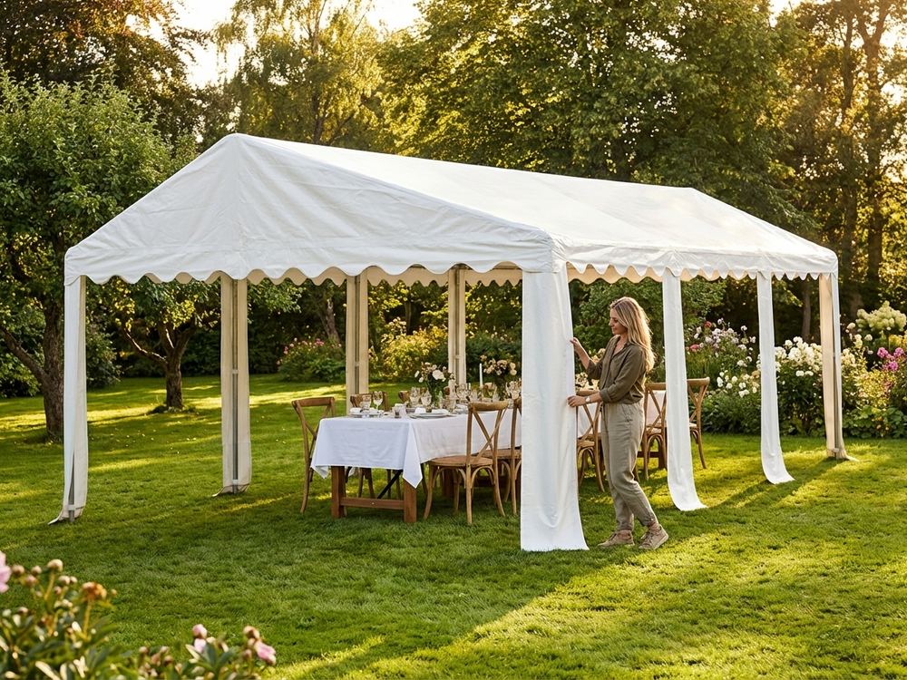 White PVC marquee roof cover 4x10 m for outdoor events - product detail