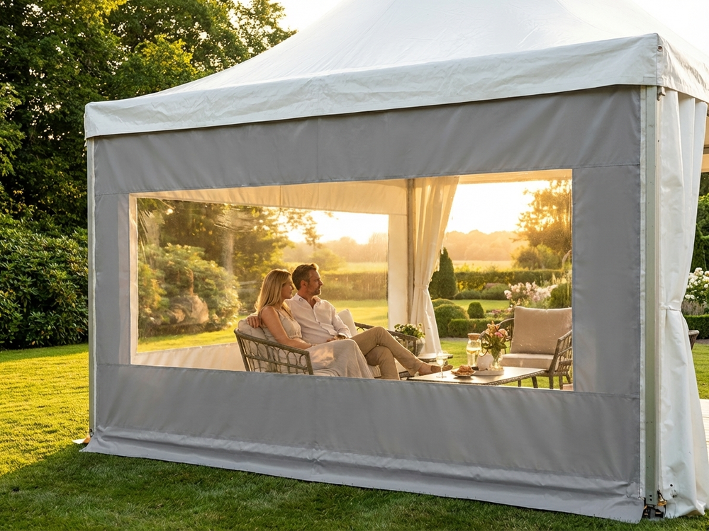 Grey sidewall with panorama window for tents
