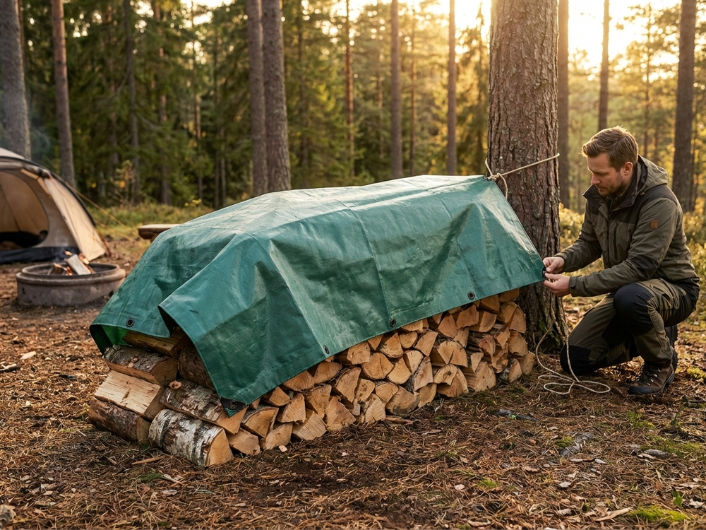 Green tarpaulin 4x6 metres, TPO material, outdoor use - product detail
