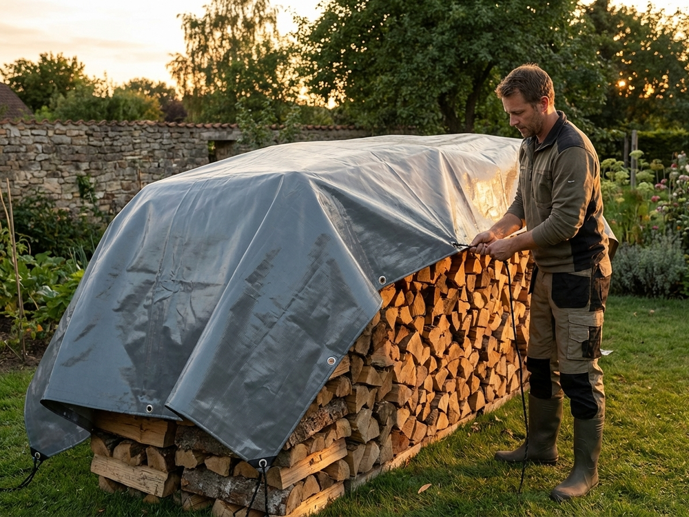 Grey PVC Tarpaulin 6x10 m for Outdoor Use - product detail