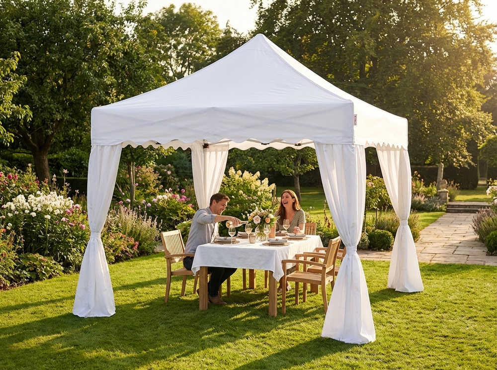 White pop-up gazebo with aluminium frame for outdoor events - view 3