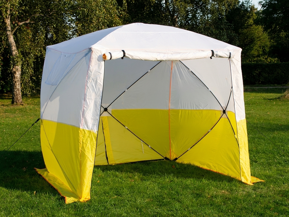 Work tent with PVC flame-retardant fabric in yellow and white - product detail
