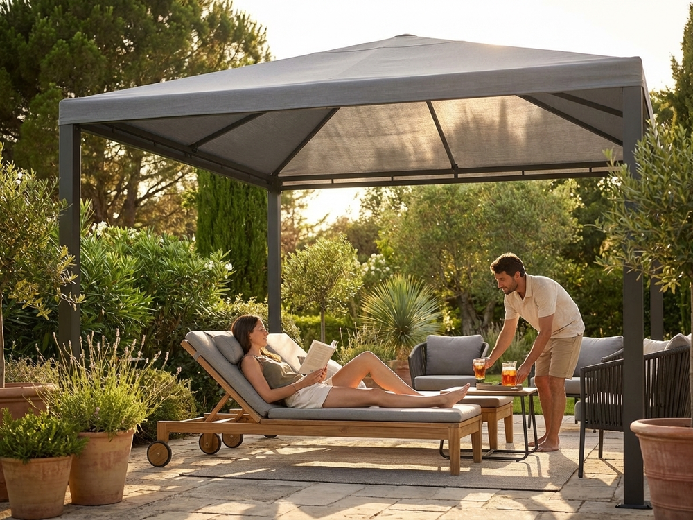 Grey wind roof for a 3x6m gazebo, ideal for outdoor use - product detail