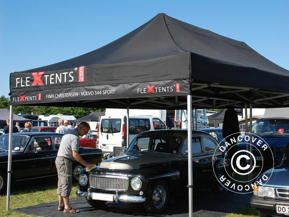 White gazebo banner for events