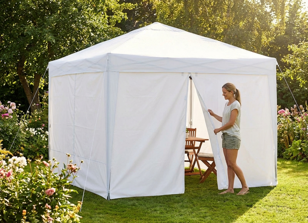 White pop-up gazebo sidewall kit for outdoor use