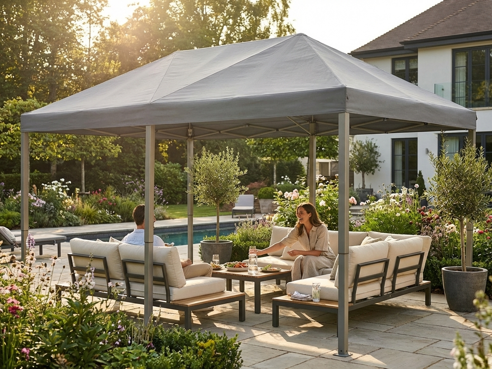 Grey wind roof for a 3x6m gazebo, ideal for outdoor use - view 3