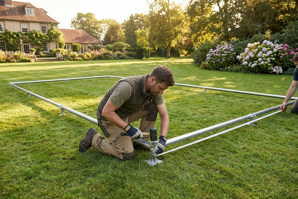 Galvanised steel marquee frame 5x12m, ideal for event use