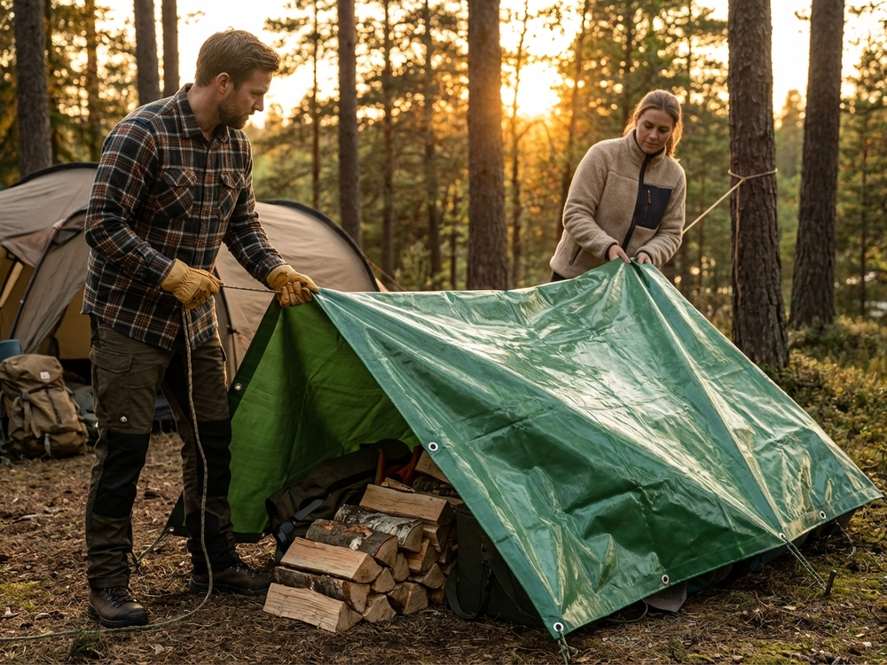 Green PVC tarpaulin, 6x12 m, flame retardant for outdoor use