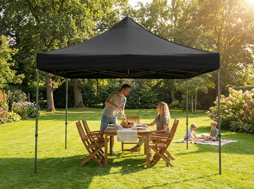 Pop Up Gazebo 4x4 m Black Outdoor Shelter - view 3