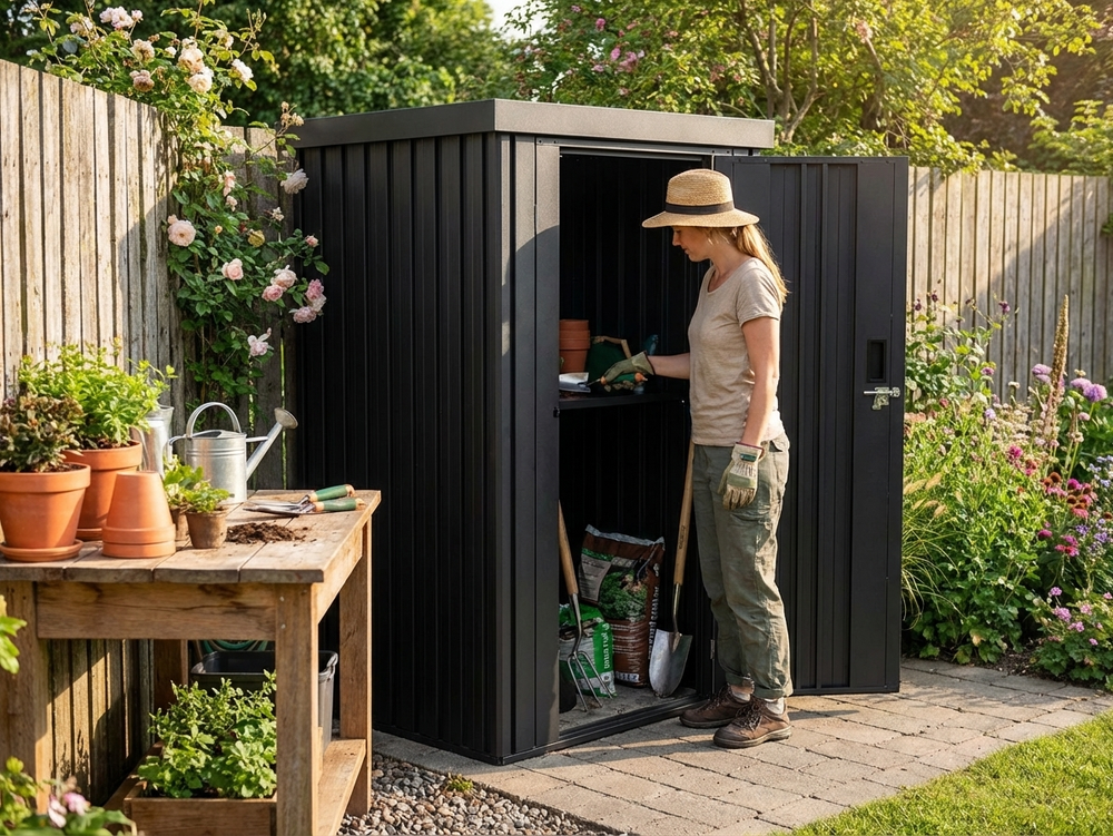 Anthracite Metal Garden Shed for Outdoor Storage