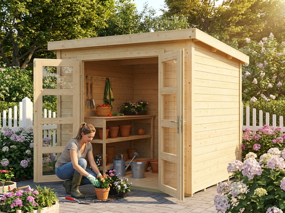 Natural Wooden Shed made from Nordic Spruce for garden storage - view 3