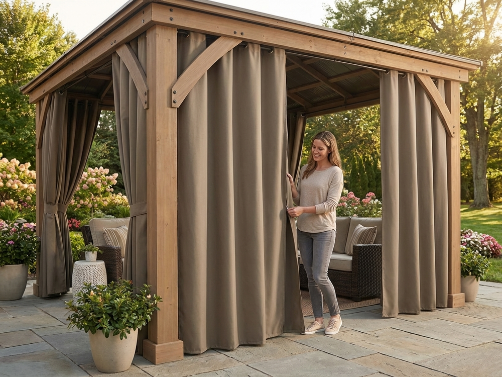Dark Beige Gazebo Curtain 4x4m - product detail