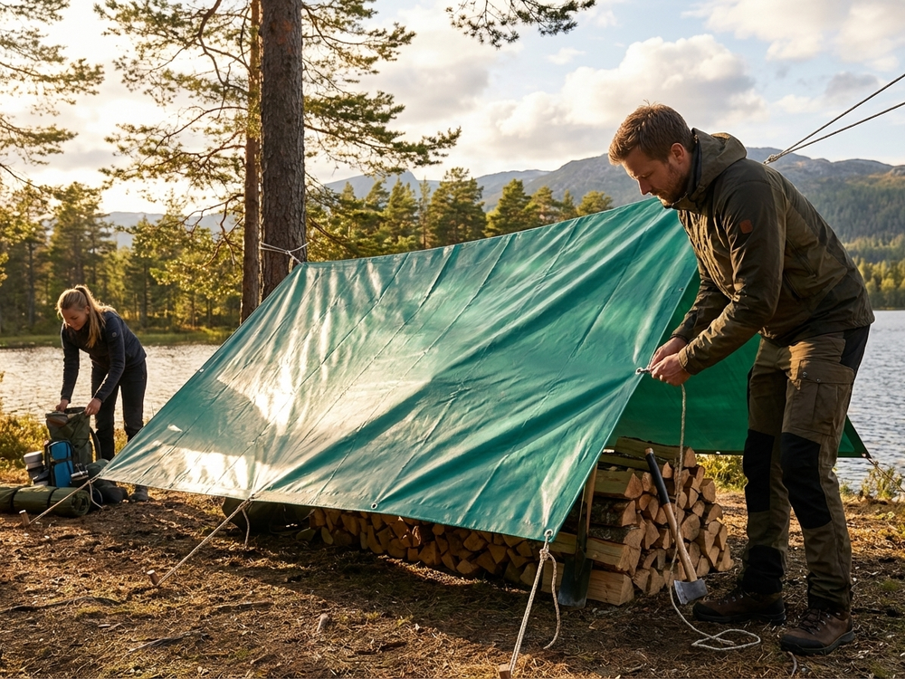 Green PVC tarpaulin 4x6 m for outdoor use - view 3