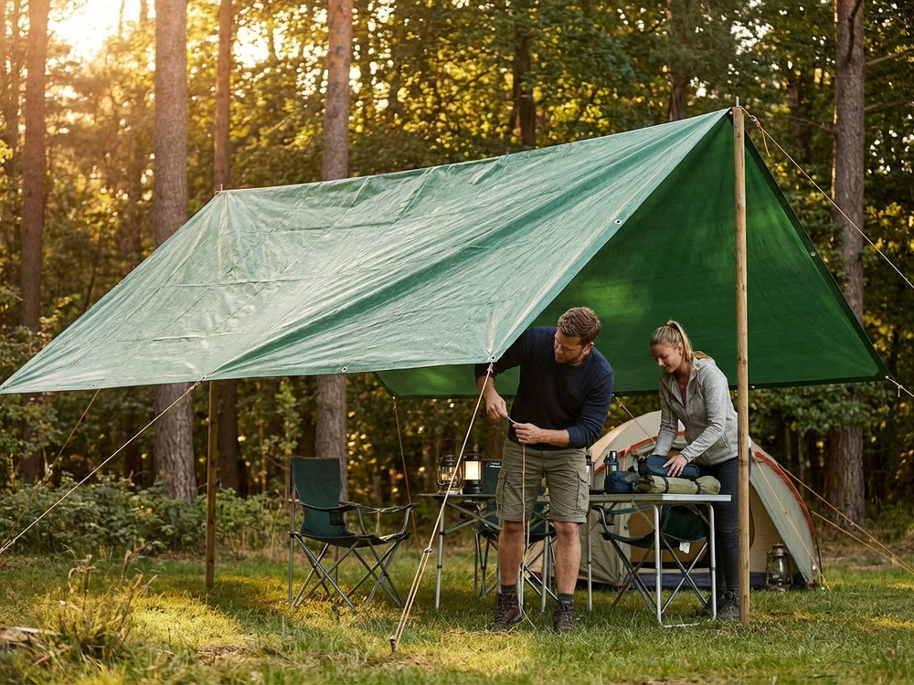 Green PVC tarpaulin 6x10 m for outdoor cover