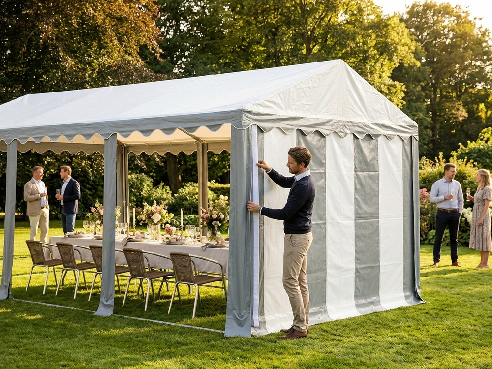 Marquee Roof Cover 6x10m in White and Grey for Outdoor Events - view 3